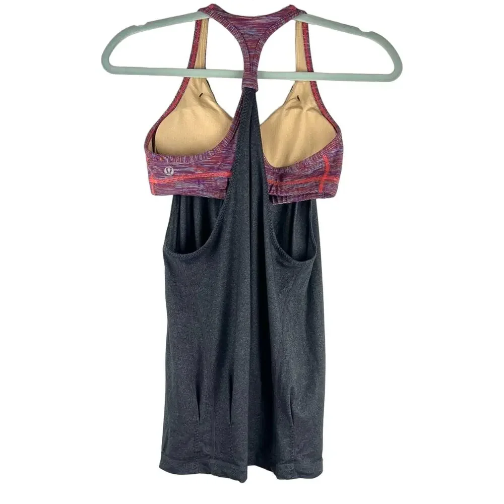 Lululemon Practice Freely Racerback Layered Tank 6 Deep Coal Built-in Bra